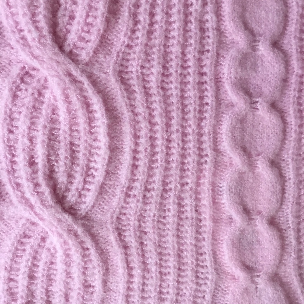 Kikit Hooded V-Neck Pullover Long Sleeve Cable Knit Fuzzy Pink Sweater - Picture 6 of 9